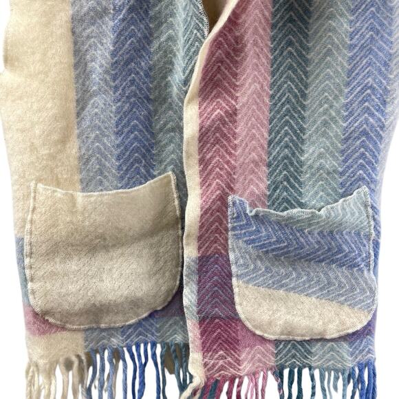 SUNSHINE DESIGNS Fringe Trim Vest Alafoss Wool Of Iceland Striped OS VTG Easter - Picture 4 of 9